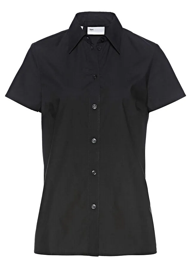 Blusa básica de manga corta Negro