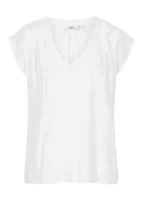 Blusa de manga corta con escote en V Blanco