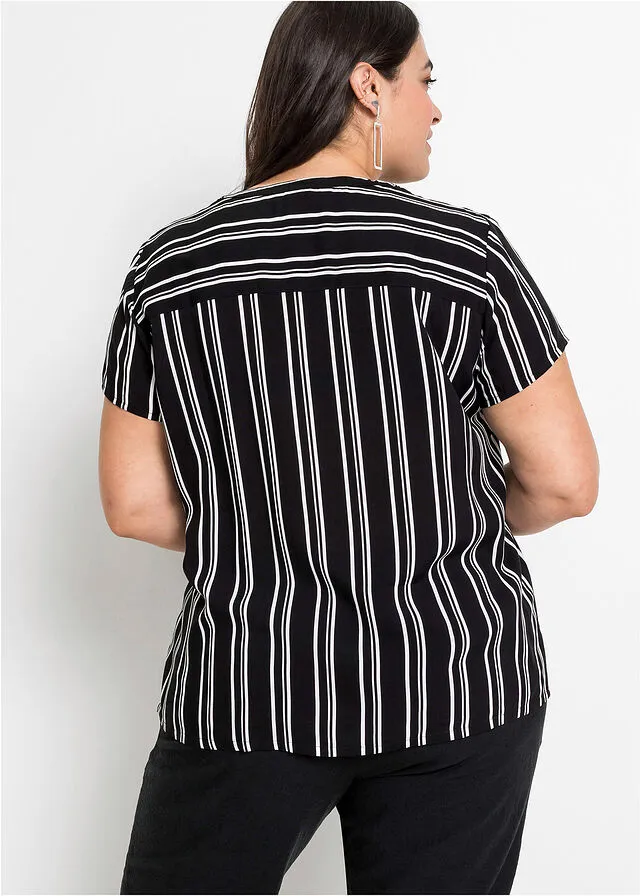 Blusa de manga corta Rayas blancas y negras