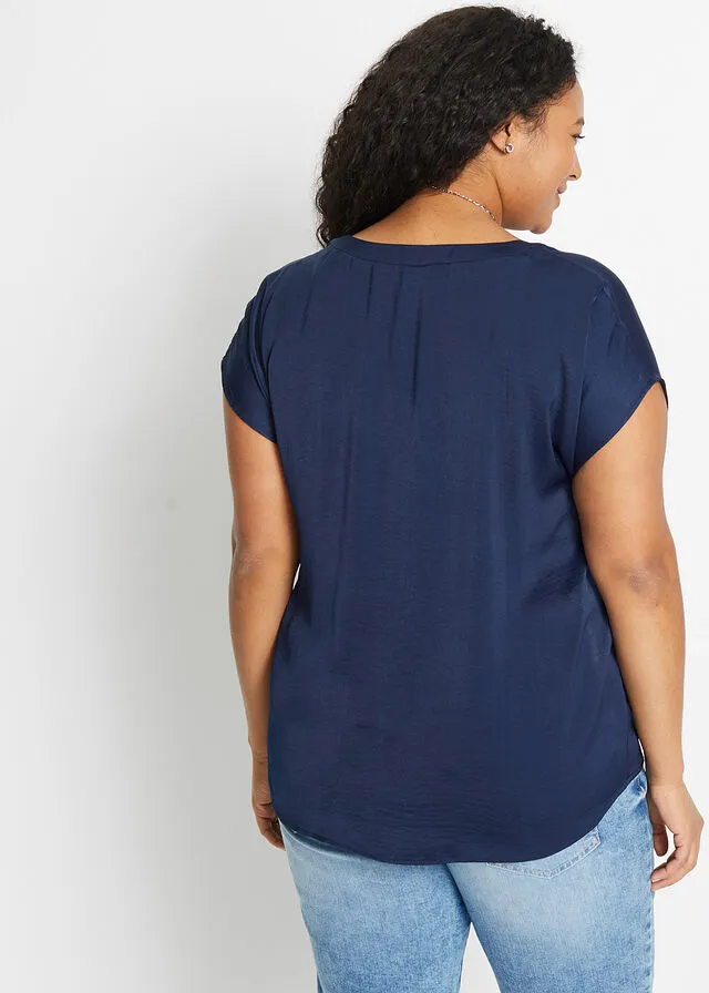 Blusa de satén Azul marino