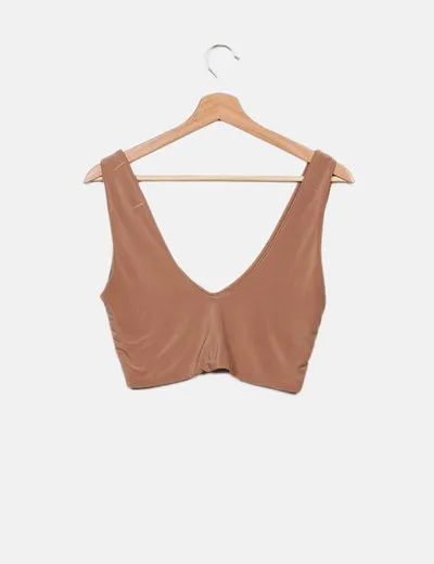 Boohoo Crop top marrón tirantes