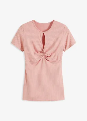 Camiseta de canalé Rosa vintage