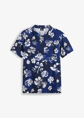 Camiseta de tipo polo azul marino con flores