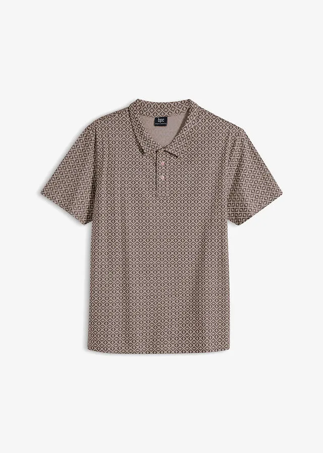 Camiseta de tipo polo piedra-marrón medio