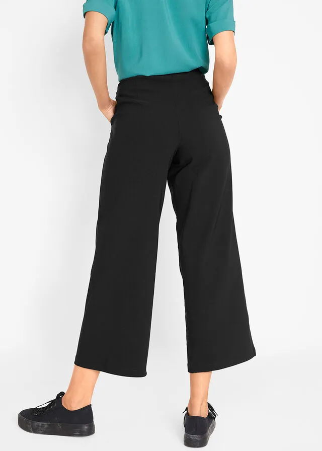 Culotte de bengalina con cintura ancha y elástica Negro