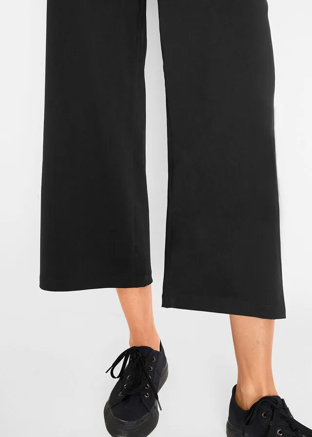 Culotte de bengalina con cintura ancha y elástica Negro