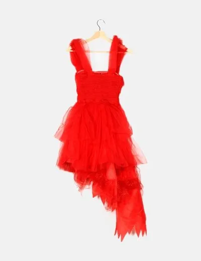 Lace & Beads Vestido tul rojo glitter