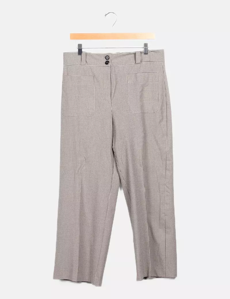 Mango Pantalón beige cuadros