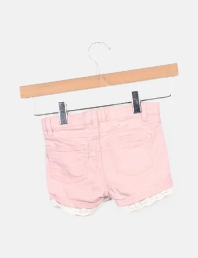 Mango Short vaquero rosa encaje