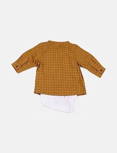 Name it Camisa naranja cuadros bajo cubrepañales