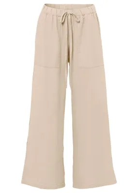 Pantalón ancho de lino Beige-arena