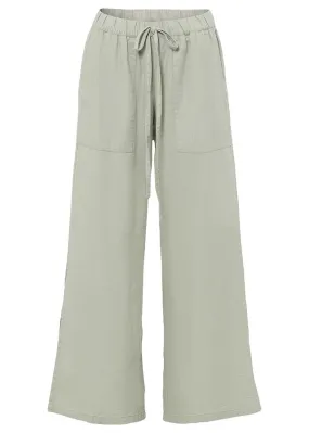 Pantalón ancho de lino Verde