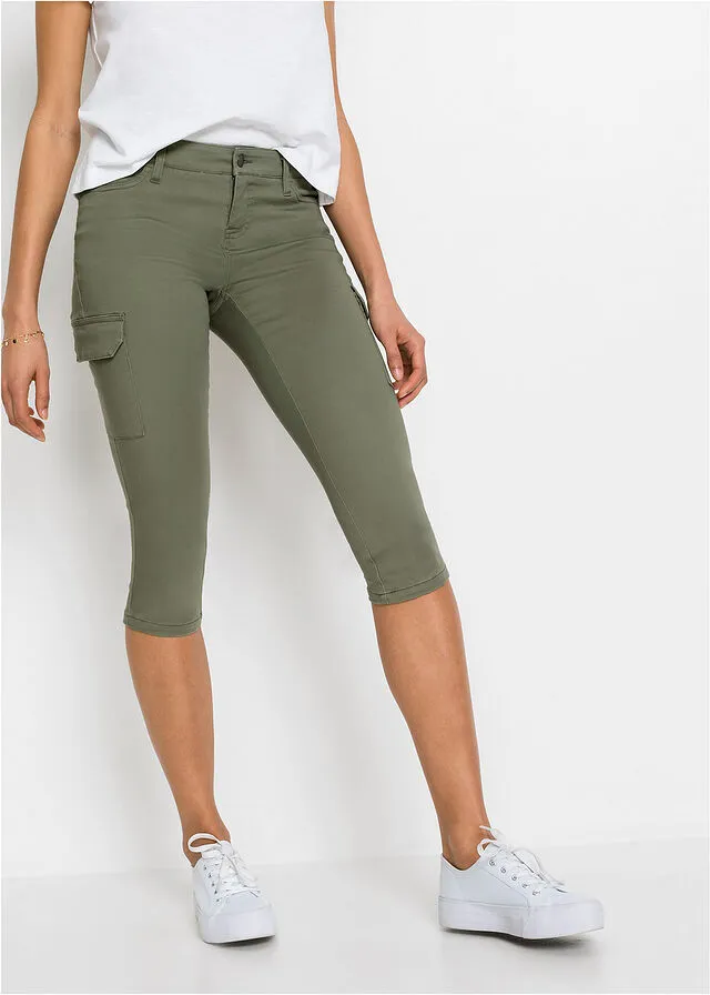 Pantalón de corte capri Verde oliva