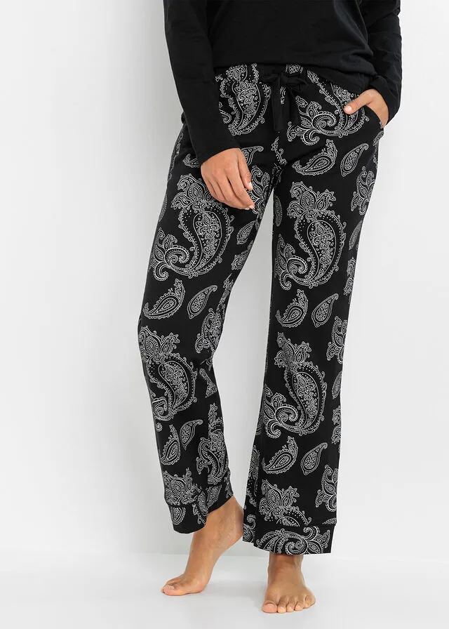 Pantalón pijamero Negro con patrón Paisley