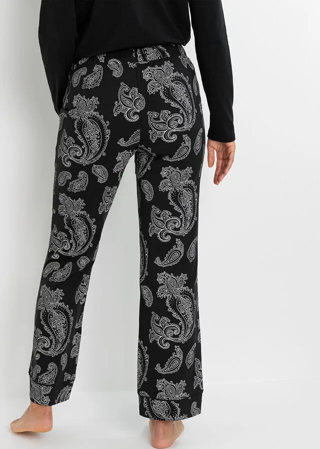 Pantalón pijamero Negro con patrón Paisley