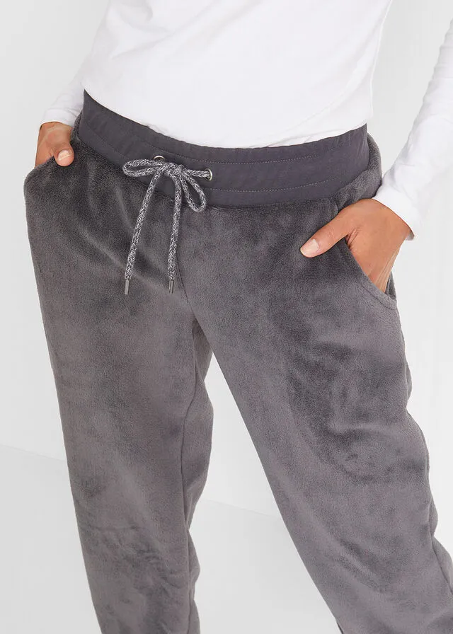 Pantalón polar de chándal con puños pizarra