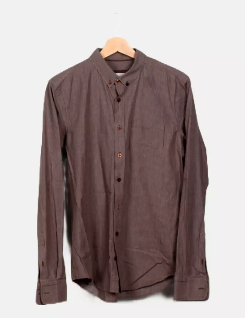 Pull&Bear Camisa gris cuadros