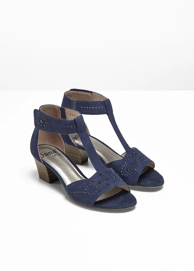 Sandalias con tiras en T de Jana Azul oscuro