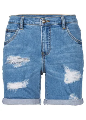 Shorts vaqueros con rotos y rasgaduras Azul vaquero claro desgastado