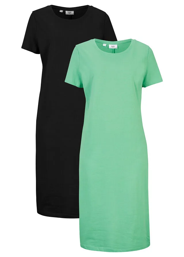 Vestido de punto (2 unidades) Verde menta-negro