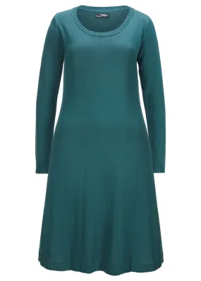 Vestido de punto hasta la rodilla en forma acampanada verde pimiento